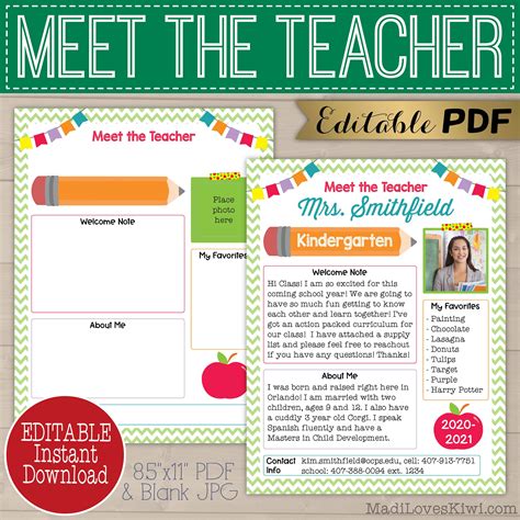 Product Preview | Letter to teacher, Meet the teacher, Meet the teacher template